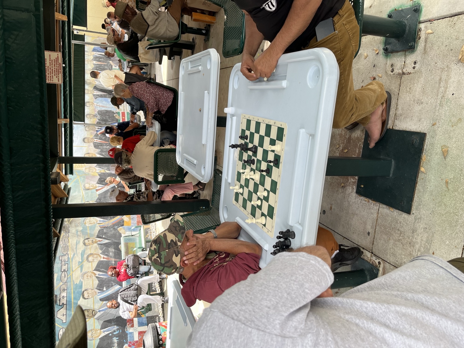 A chess game in progress at M&aacute;ximo G&oacute;mez Domino Park in Little Havana, Miami