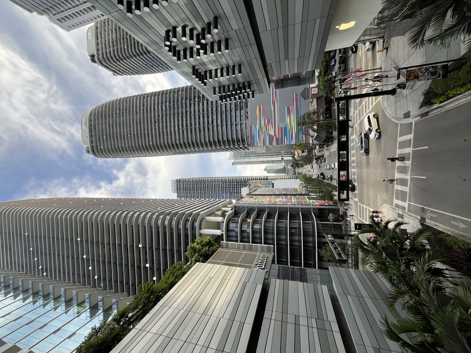 Looking up at high-rises in the Brickell neighborhood, Miami